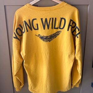 Spirit Jersey XS 100% Cotton Mustard Yellow Graphic Long Sleeve Young Wild Free